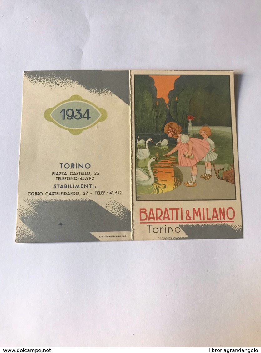 Calendarietto Baratti E Milano Torino 1934 - Altri & Non Classificati