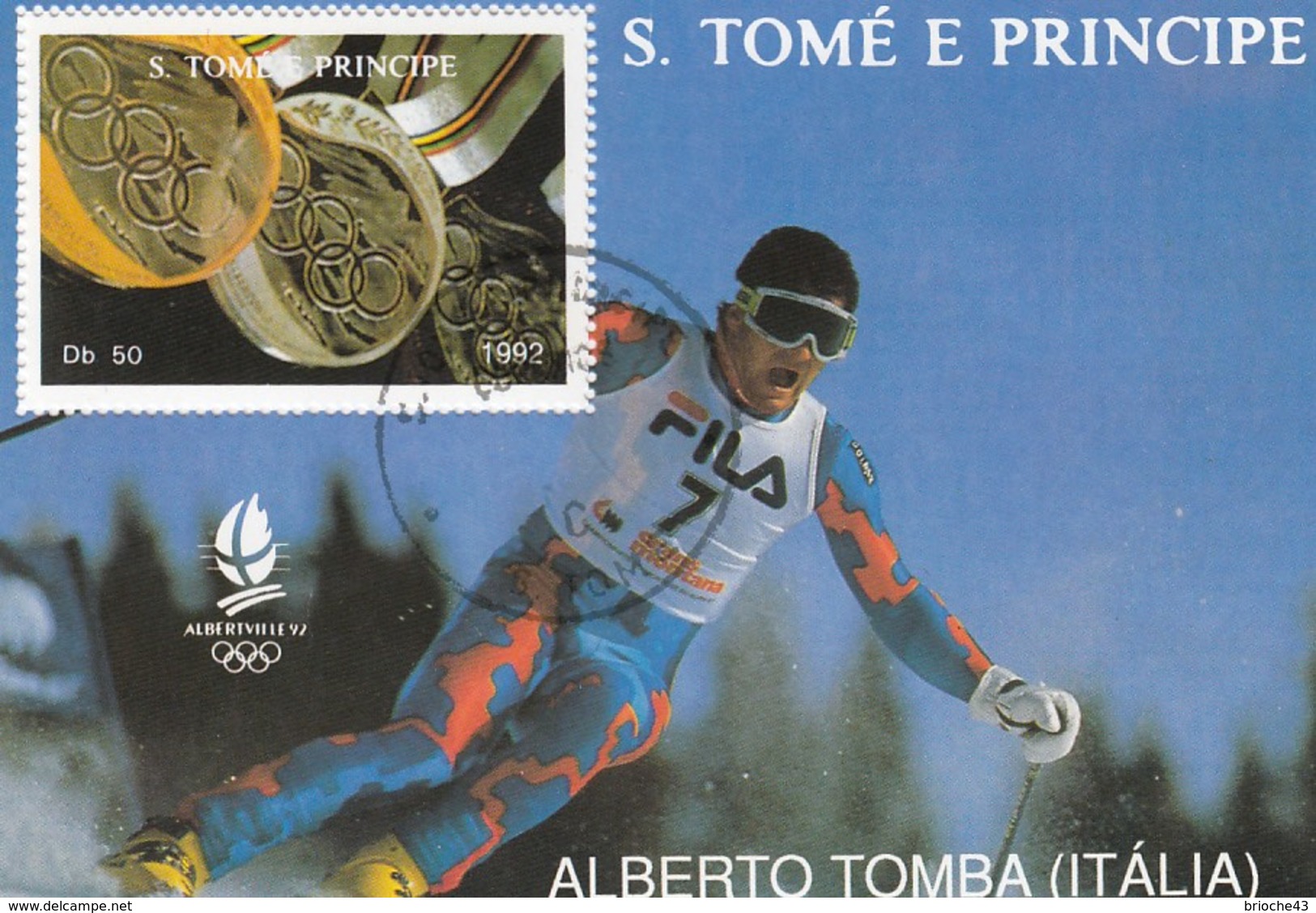 S. TOME E PRINCIPE - 1992  BLOC J.O. ALBERVILLE 92 - ALBERTO TOMBA ITALIA  /5 - Winter 1992: Albertville