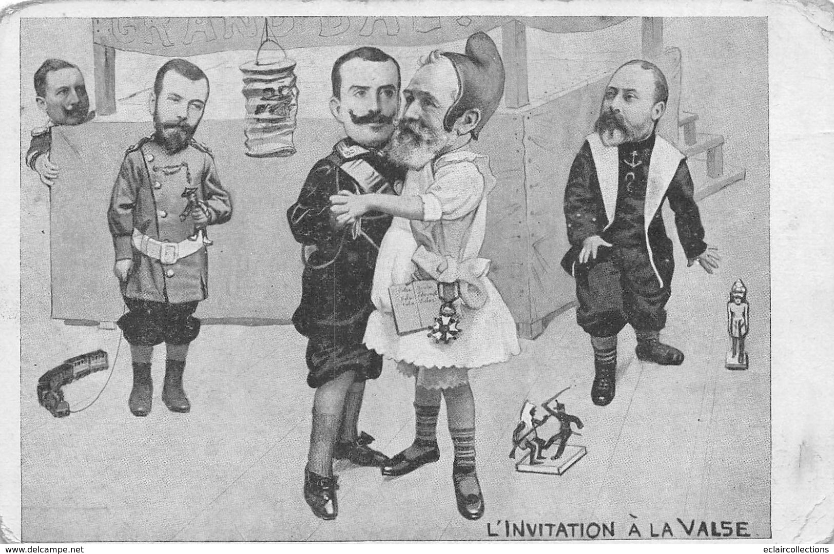 Politique  Satirique  .Nicolas II. Guillaume II.A.Fallières . L'Invitation A La Valse     (voir Scan) - Satiriques