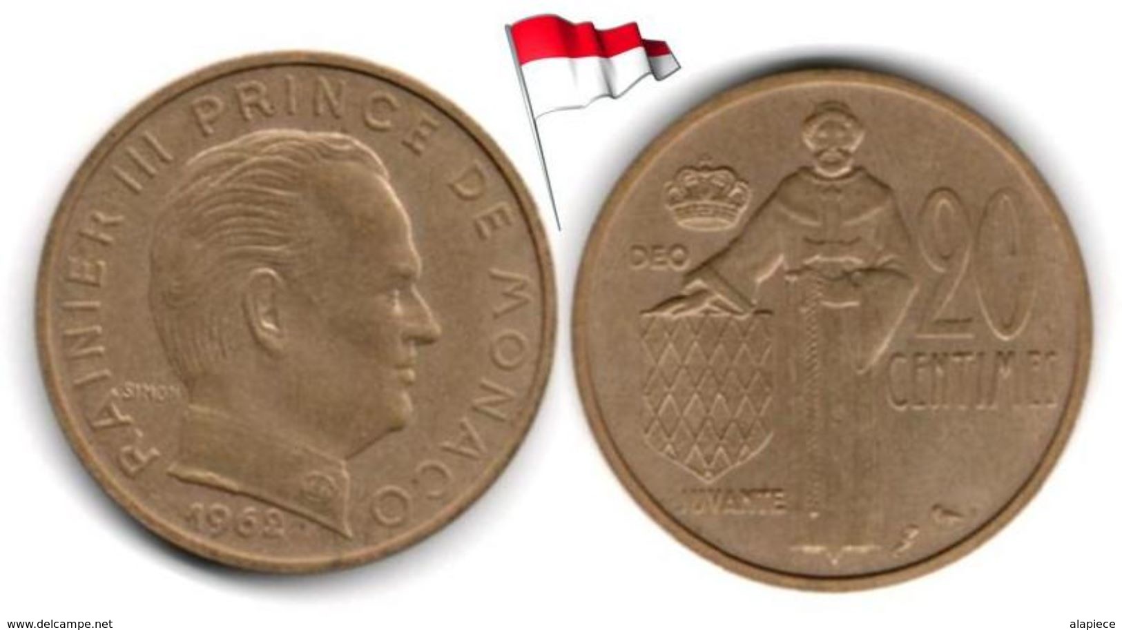 Monaco - 20 Centimes 1962 (High Grade) - 1960-2001 Nieuwe Frank