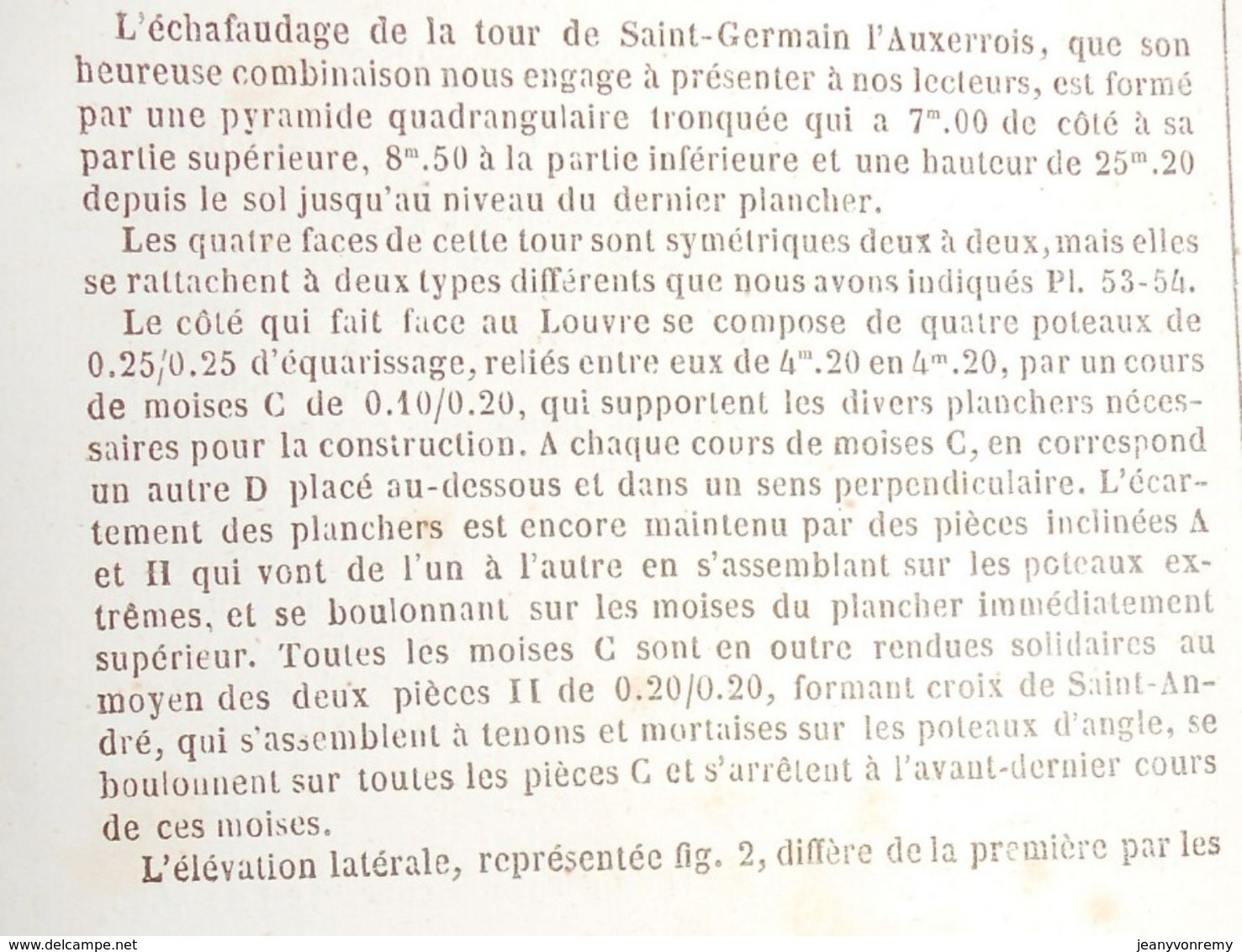 Plan De L'échafaudage De La Tour De Saint-Germain L'Auxerrois 1859. - Opere Pubbliche