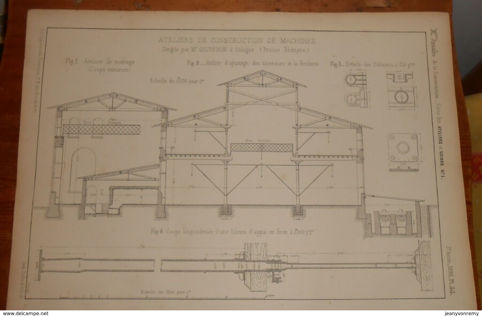 Plan D'ateliers De Construction De Machines. 1859. - Travaux Publics