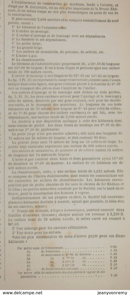 Plan D'ateliers De Construction De Machines. 1859. - Travaux Publics