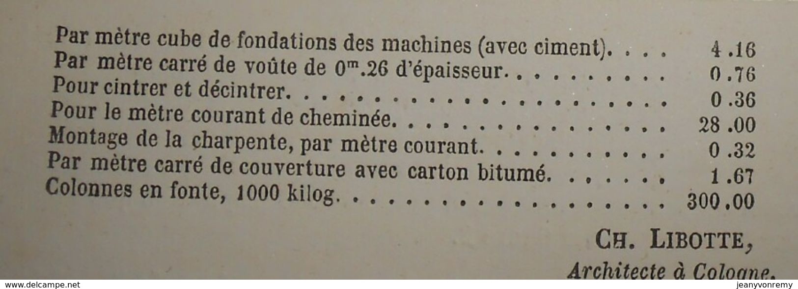 Plan D'ateliers De Construction De Machines. 1859. - Arbeitsbeschaffung