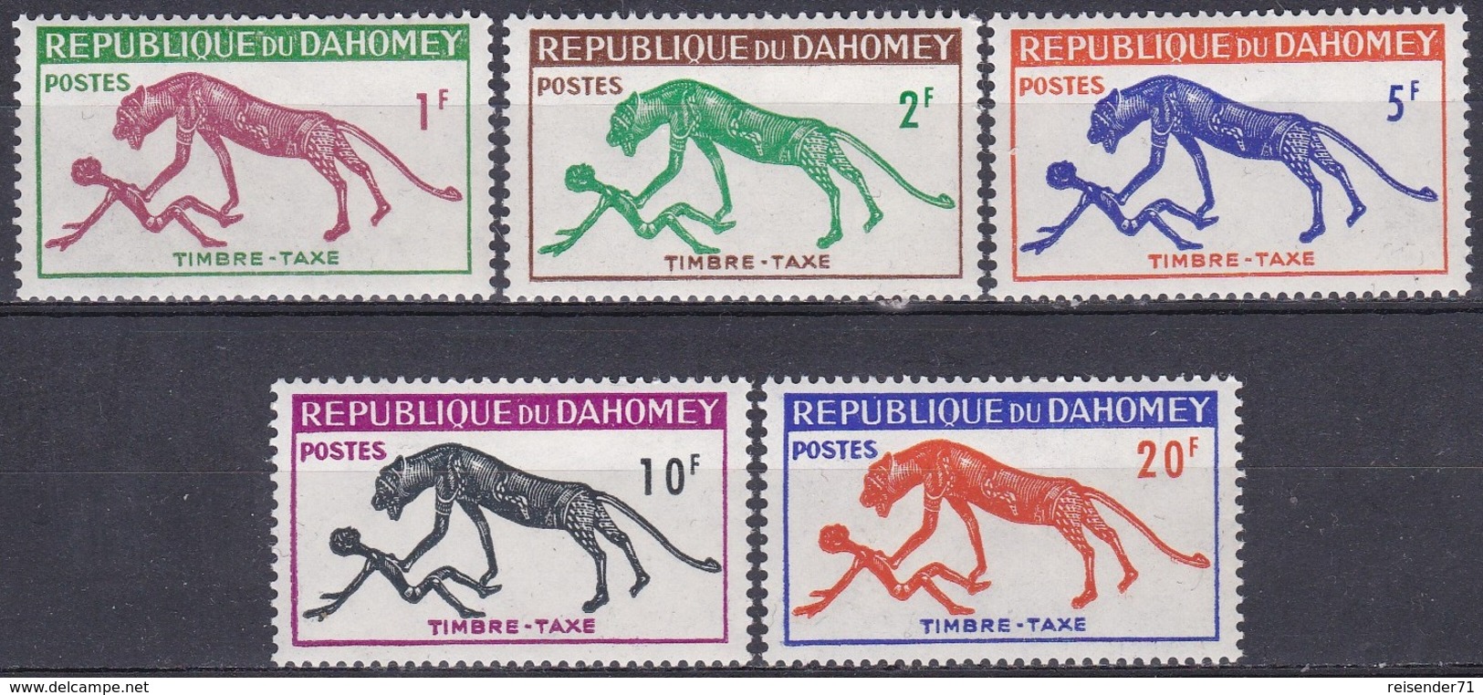 Dahomey Benin 1963 Tiere Fauna Animals Raubkatzen Cats Panther Portomarken Postage Due, Mi. 32-6 ** - Benin – Dahomey (1960-...)