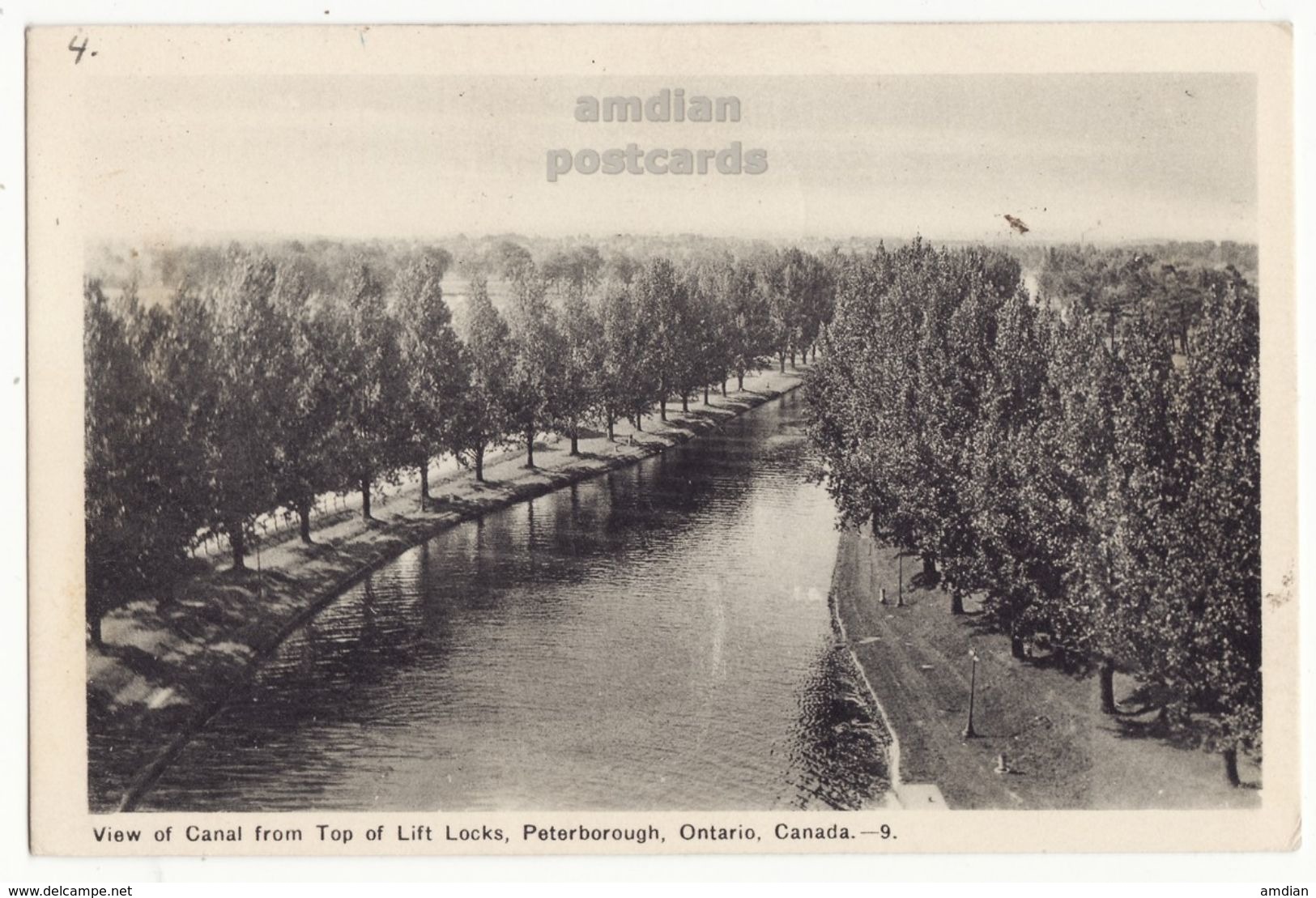 PETERBOROUGH Ontario, CANAL VIEW FROM TOP OF LIFT LOCKS C1930s Vintage Canada Postcard - Peterborough