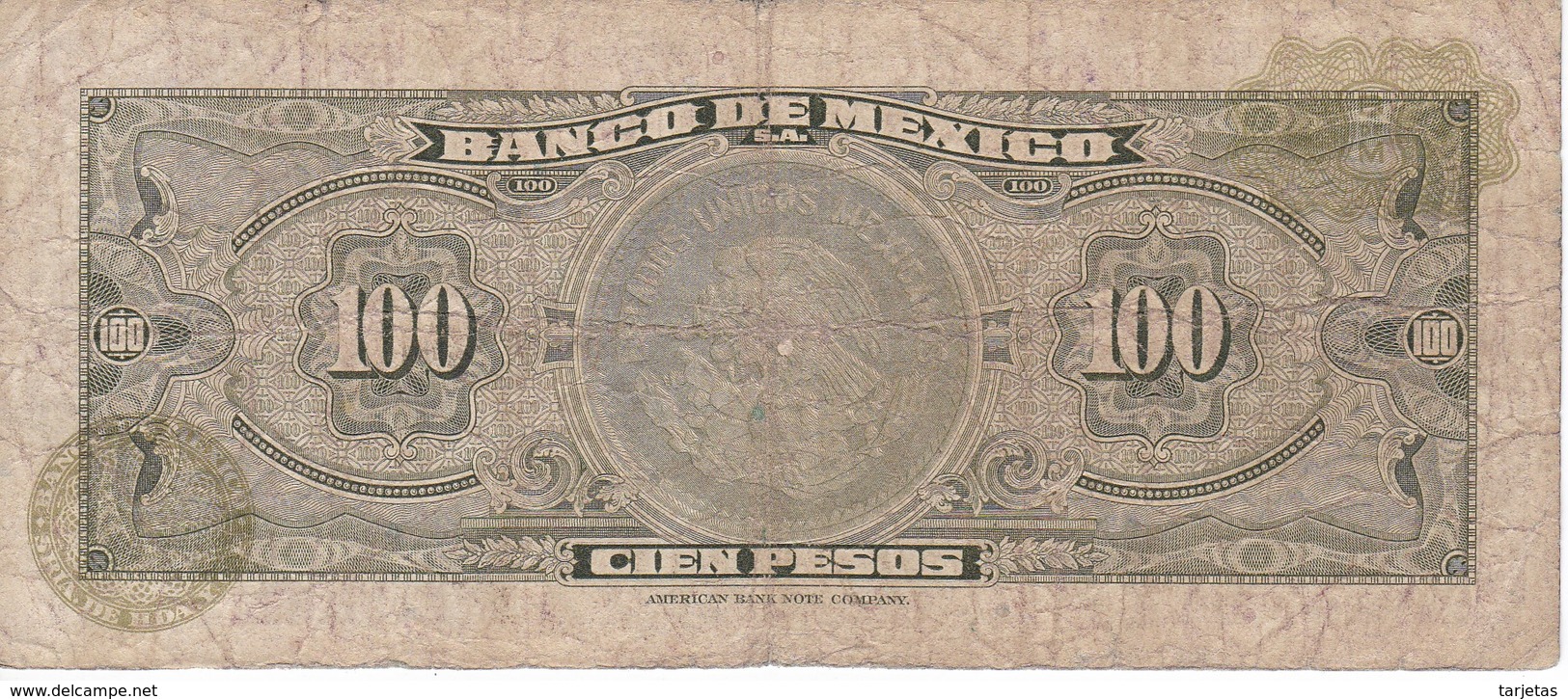 BILLETE DE MEXICO DE 100 PESOS DEL AÑO 1972   (BANKNOTE) - México