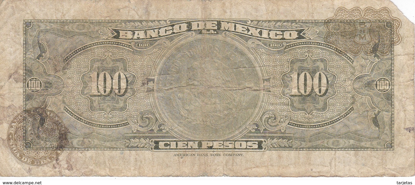 BILLETE DE MEXICO DE 100 PESOS DEL AÑO 1972   (BANKNOTE) - México