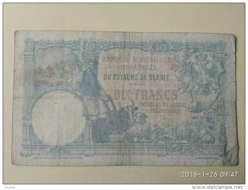 10 Francs 1893 - Serbia