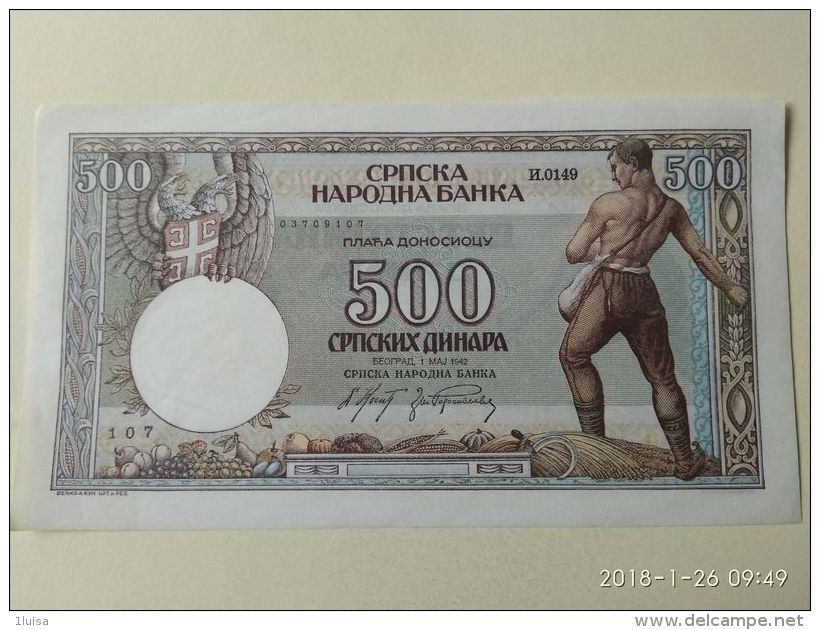 500 Dinara 1942 - Serbia