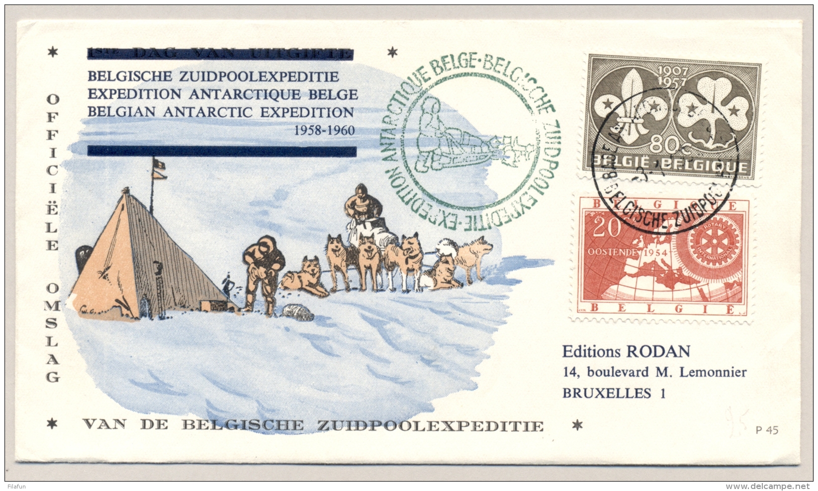 België - 1959 - Cover Van Belgische Zuidpoolexpeditie / Antarctic Expedition Naar Brussel - Brieven En Documenten