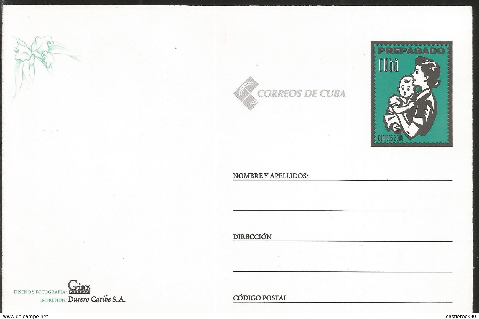 J) 2004 CUBA-CARIBE, MOTHER AND CHILD, PREPAID, POST CARD - Storia Postale