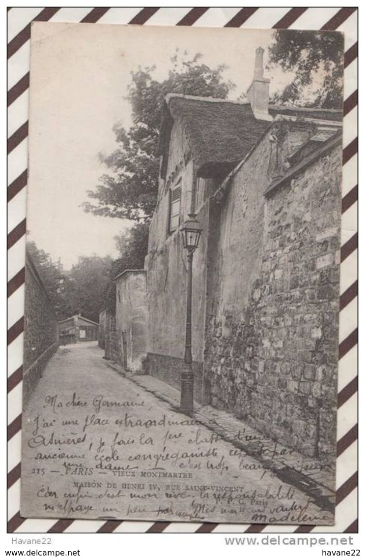 3AB1335 PARIS VIEUX MONTMARTRE MAISON HENRI IV RUE ST VINCENT 2 SCANS - Autres Monuments, édifices