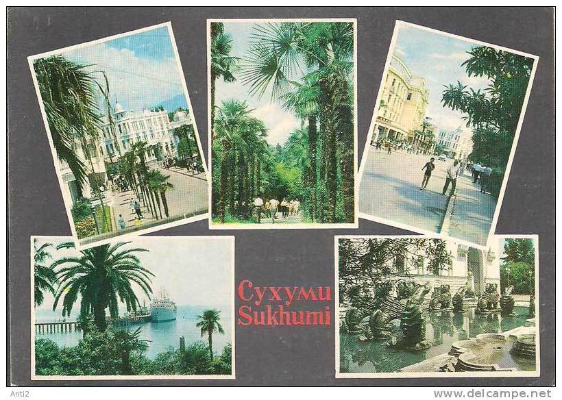 USSR Abkhazia In Georgia 1966 - Card With Scenries From Sukhumi - Géorgie