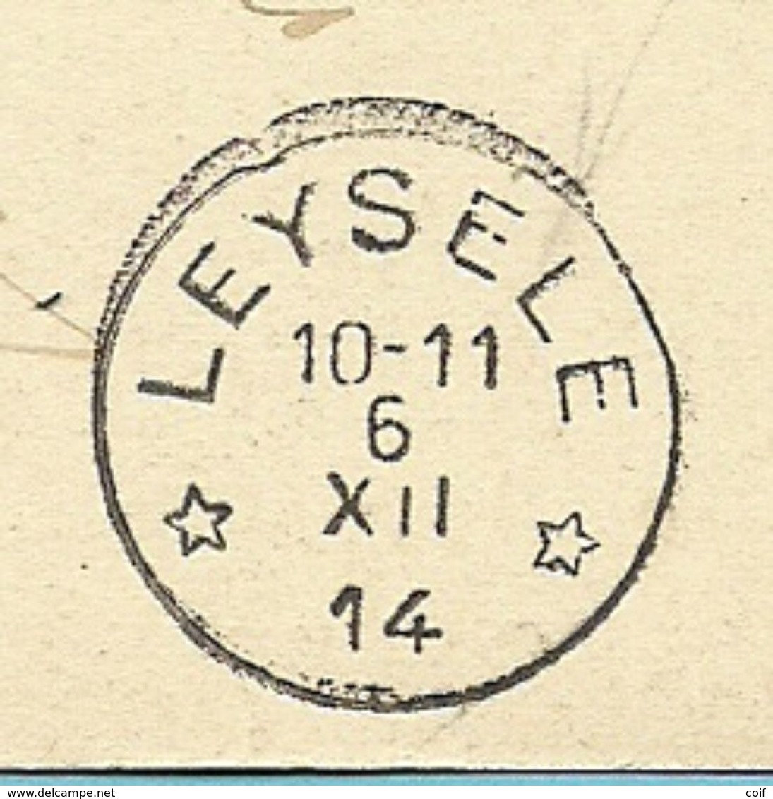 Kaart Met Sterstempel (Relais) * LEYSELE * Op 6/12/1914 - Zone Non Occupée