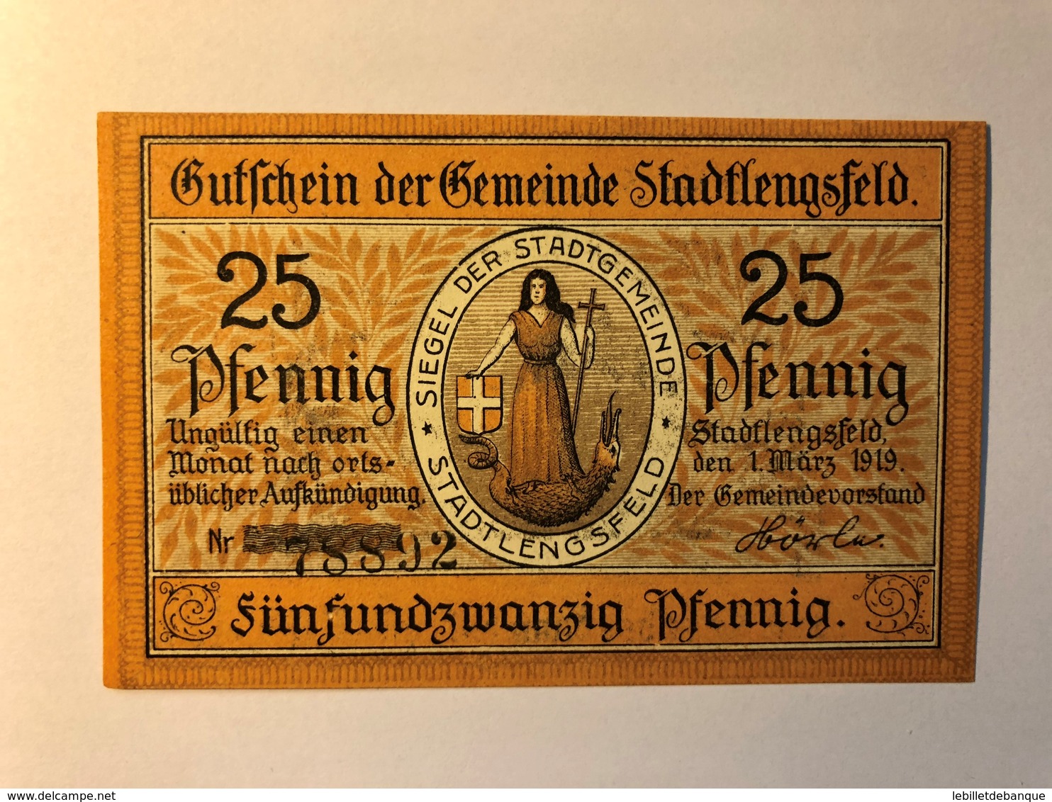 Allemagne Notgeld Lengsfeld 25 Pfennig - Collections