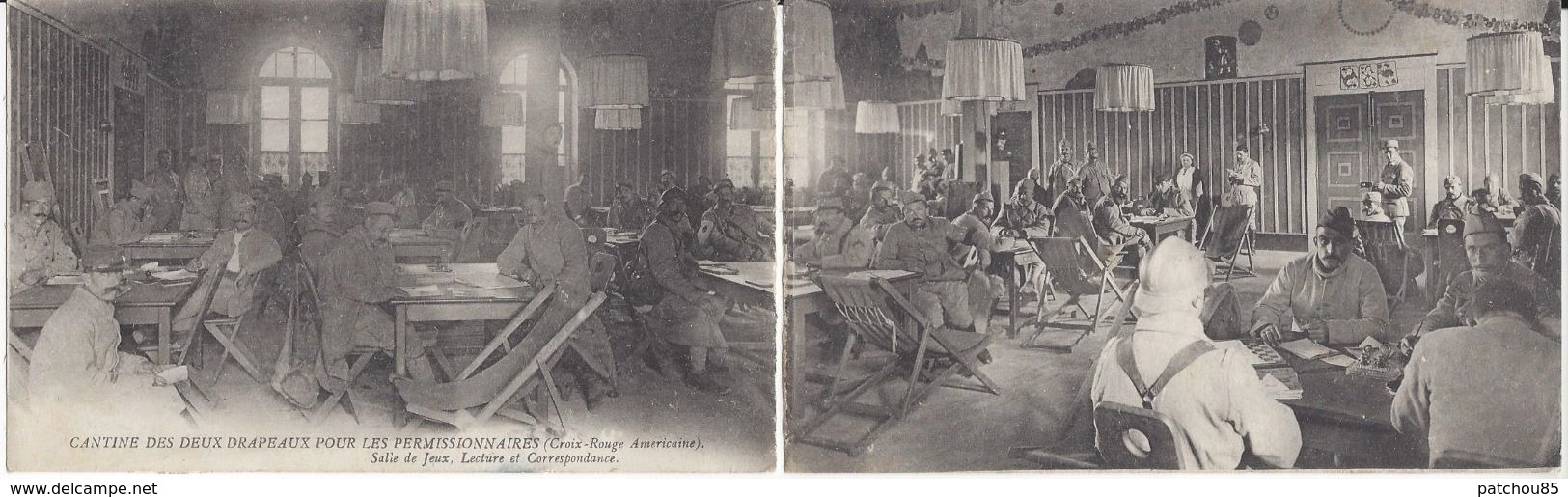 CPA  Carte Double ( Détachée Par Le Milieu ) Cantine Des Deux Drapeaux Pour Les Permissionnaires - Guerre 1914-18