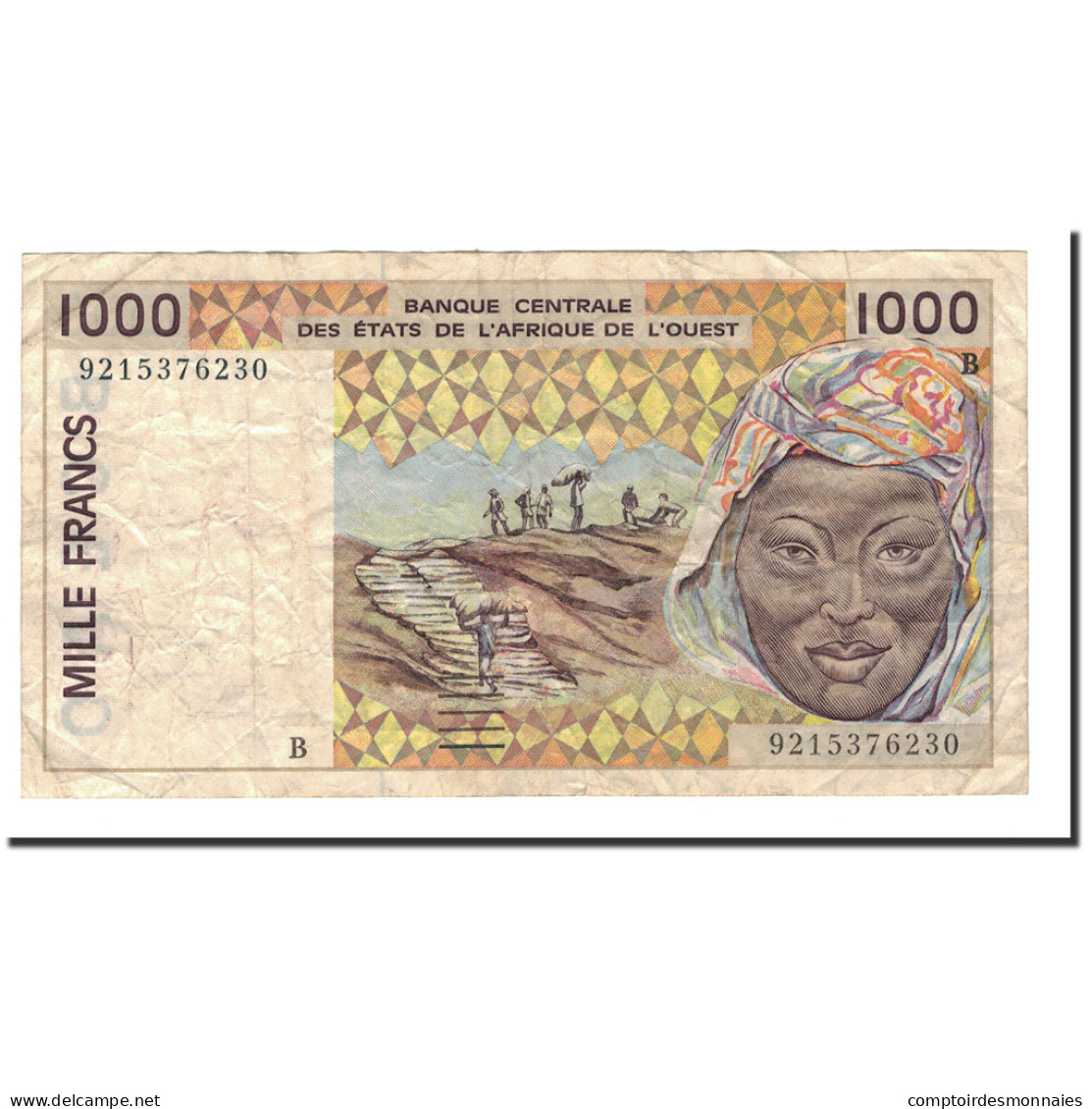 Billet, West African States, 1000 Francs, 1991-2002, 1992, KM:211Bc, TB+ - West African States