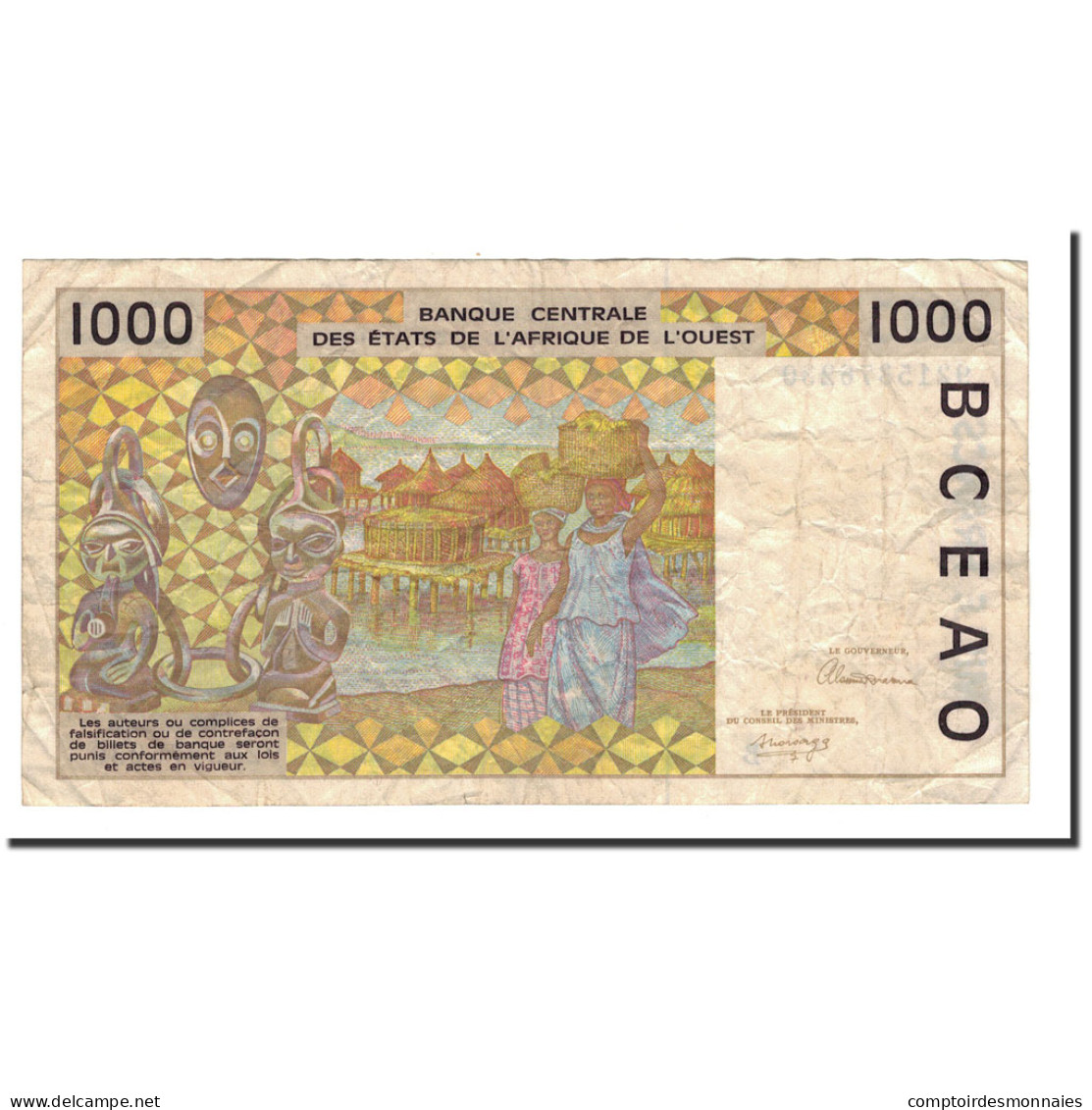 Billet, West African States, 1000 Francs, 1991-2002, 1992, KM:211Bc, TB+ - États D'Afrique De L'Ouest