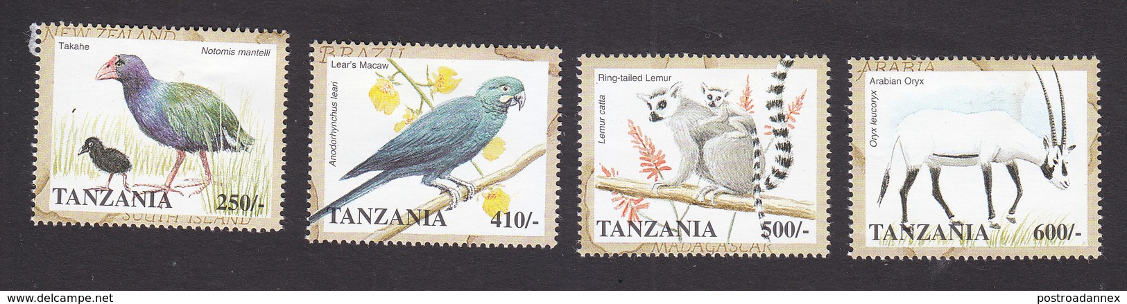 Tanzania, Scott #1711-1714, Mint Hinged, Fauna And Flora, Issued 1998 - Tansania (1964-...)