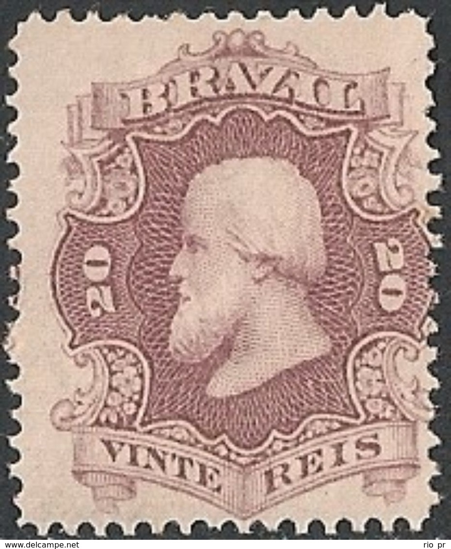 BRAZIL - EMPIRE: EMPEROR DOM PEDRO II (20 RÉIS, BROWN PURPLE) 1866 - MH - Ongebruikt