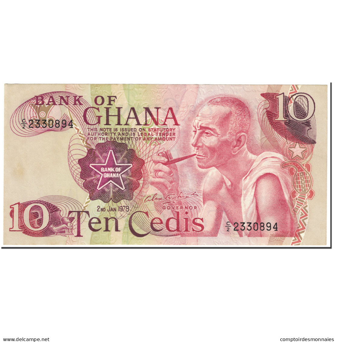 Billet, Ghana, 10 Cedis, 1978, 1978-01-02, KM:16f, NEUF - Ghana