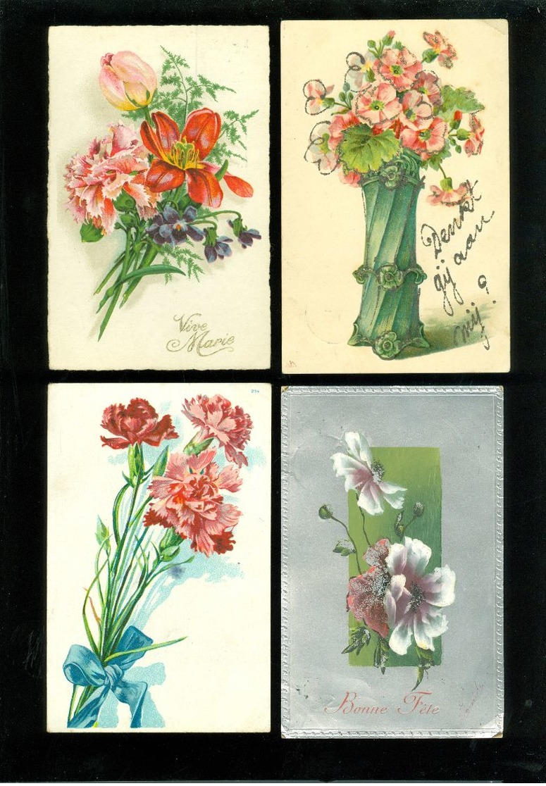 Beau lot de 60 cartes postales de fantaisie fleurs fleur  Mooi lot 60 postkaarten van fantasie bloemen bloem -  60 scans