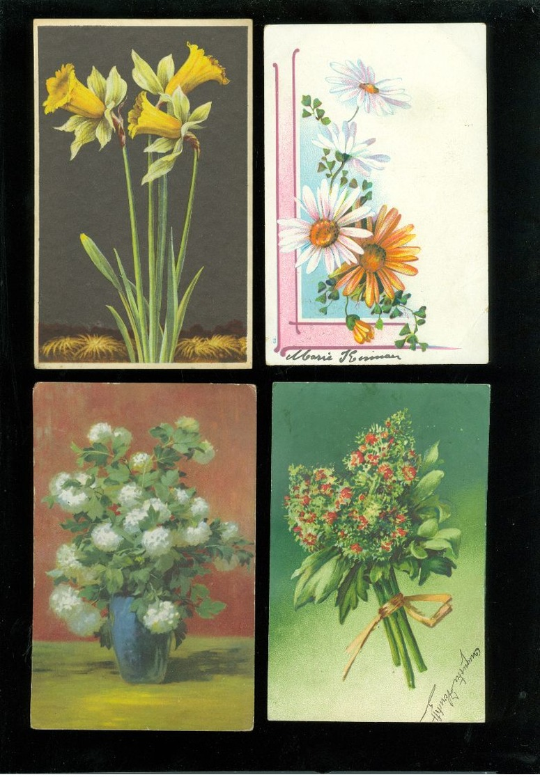 Beau lot de 60 cartes postales de fantaisie fleurs fleur  Mooi lot 60 postkaarten van fantasie bloemen bloem -  60 scans