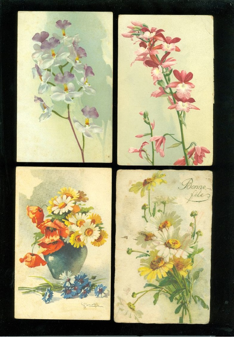 Beau lot de 60 cartes postales de fantaisie fleurs fleur  Mooi lot 60 postkaarten van fantasie bloemen bloem -  60 scans