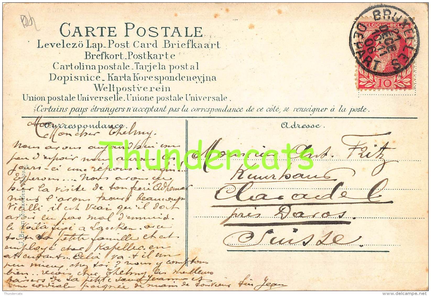 CPA LITHO LANGAGE DES TIMBRES ANGE ANGEL FACTEUR BELGIE BELGIQUE J BRIAN BRUXELLES - Postzegels (afbeeldingen)