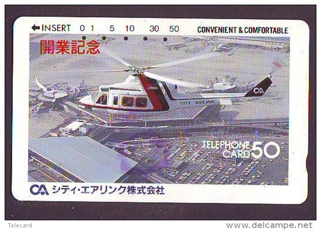 Télécarte Japon Hélicoptère (604) HELICOPTER - CHOPPER - Hubschrauber - HELICÓPTERO - Elicottero - Avion - Avions