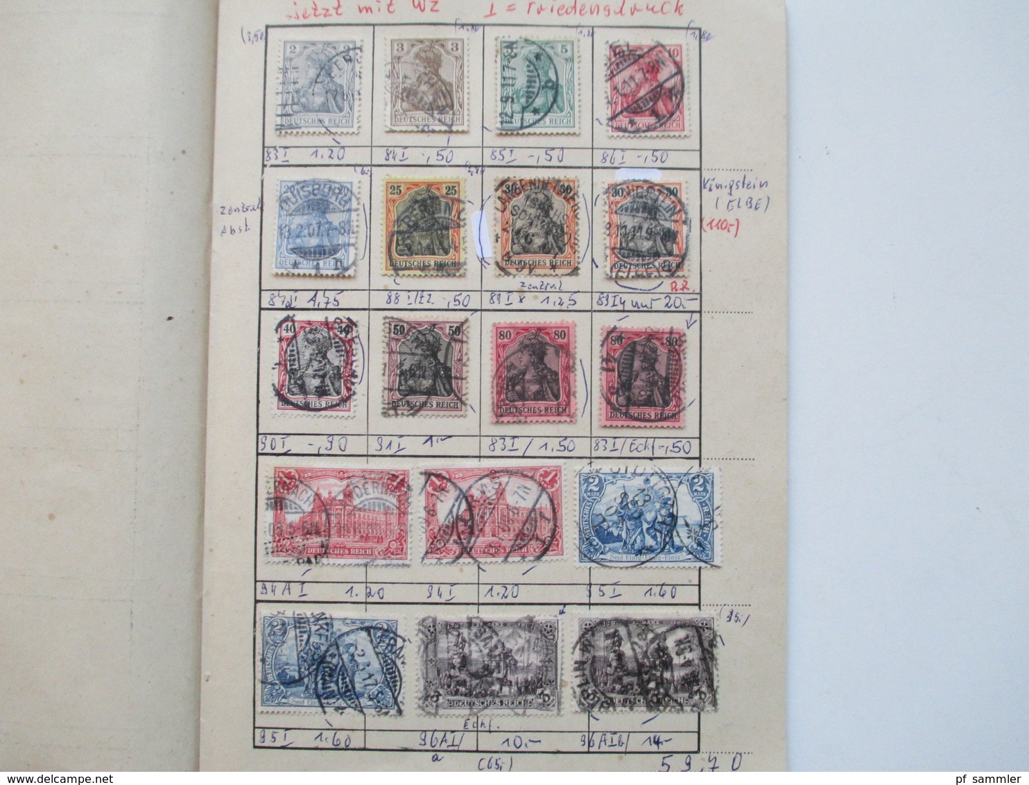 DR altes Auswahlheft ab Reichsadler ca. 1880 - 1920. o/*/** Tolle Stücke! Fundgrube!! z.B. Nr. 89y o mit 110€ kW