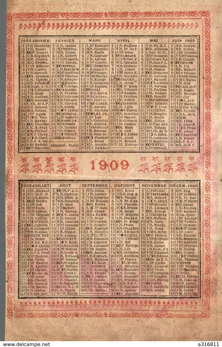 CALENDRIER 1909 - Grand Format : 1901-20