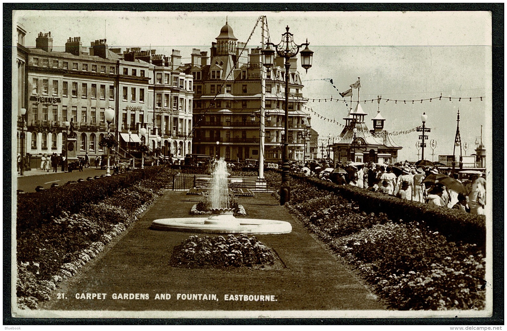 RB 1180 -  1938 Real Photo Postcard - Carpet Gardens &amp; Fountain Eastbourne Sussex - Eastbourne