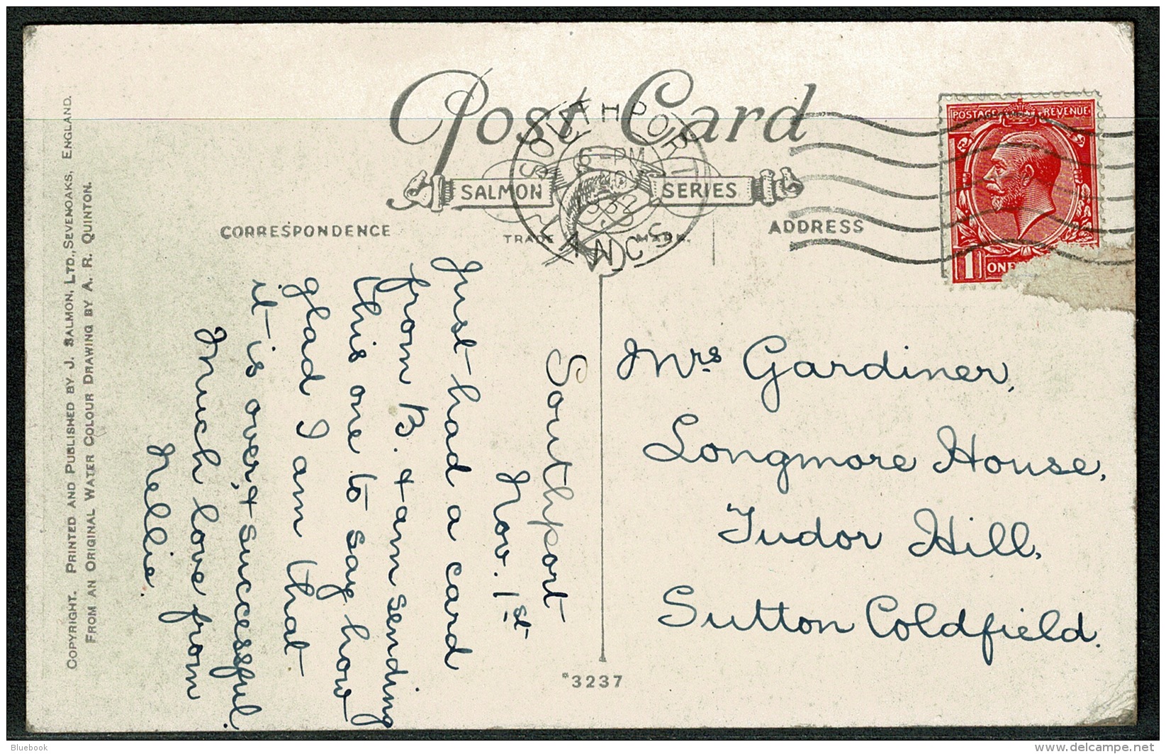 RB 1180 -  1932 J. Salmon ARQ A. R. Quinton Postcard - Hesketh Park Southport Lancashire - Southport