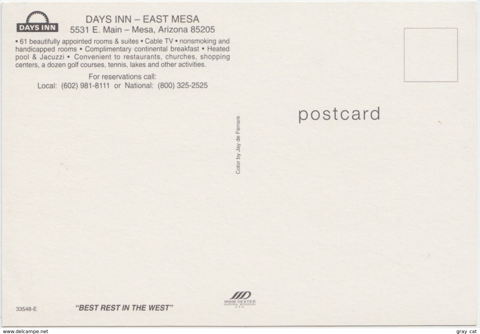 DAYS INN - EAST MESA, Mesa Arizona, Unused Postcard [20901] - Mesa