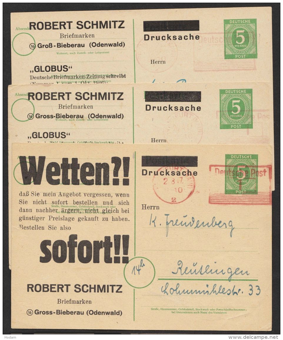 Mi-Nr. P950, 3 Versch. Zudruckkarten "Schmitz, Groß-Bieberau" Angebot 15,16, Und 25, Alle Bedarf, O - Sonstige & Ohne Zuordnung