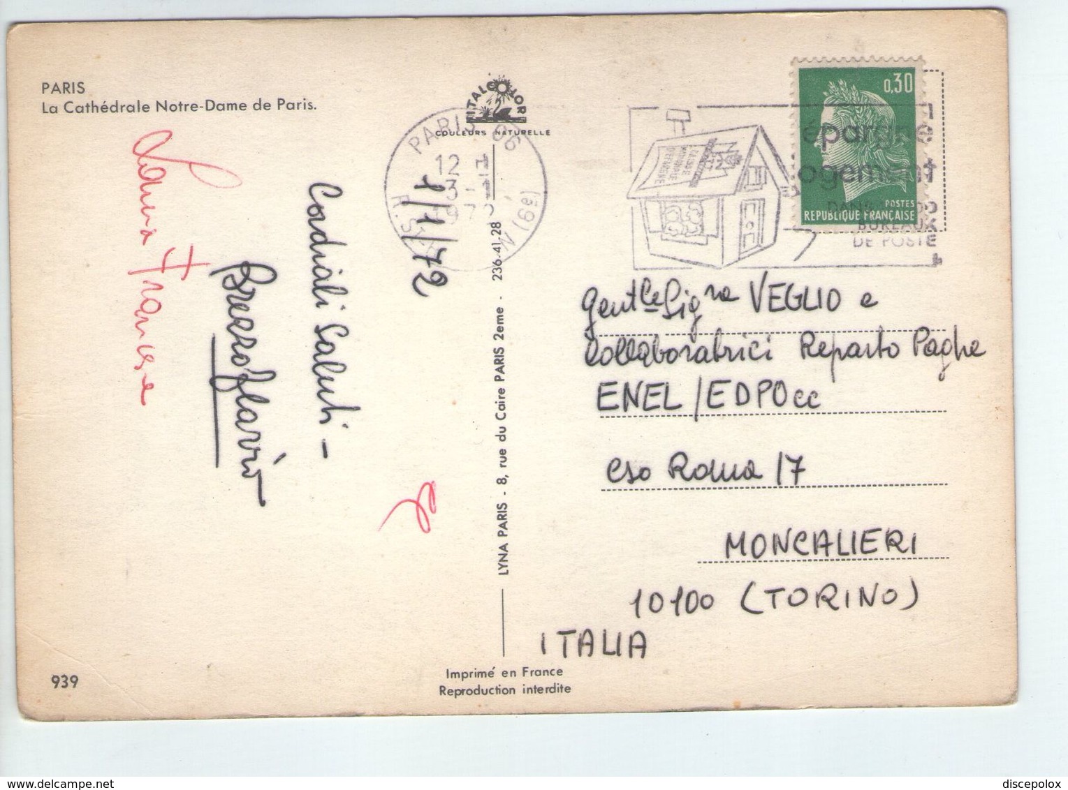 U1682 Nice Timbre (Flamme) EPARGNE ORGEMENT 1972 On Paris, Postcard - Notre Dame - Notre Dame De Paris