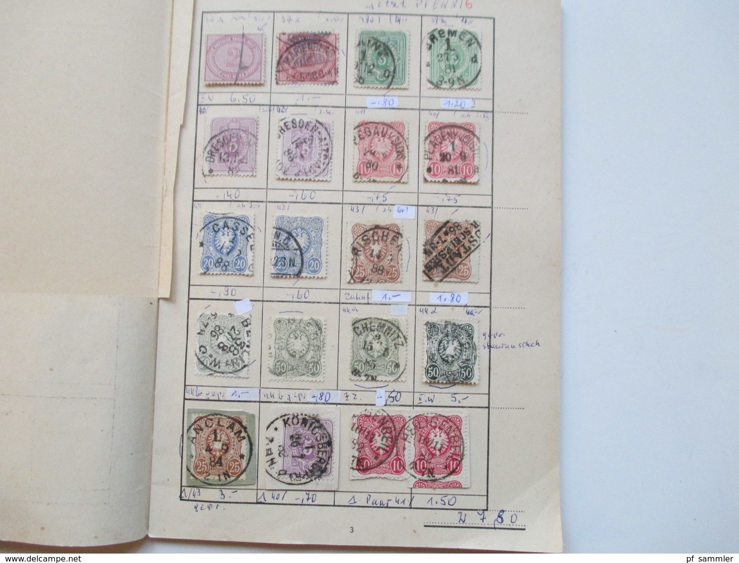 DR Altes Auswahlheft Ab Reichsadler Ca. 1875 - 1918. Gestempelt! Farben / Zwischenstege / Schöne Stempel! Senkr. Paare - Collections (with Albums)