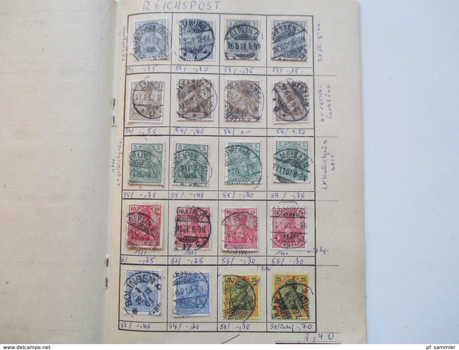 DR altes Auswahlheft ab Reichsadler ca. 1875 - 1918. gestempelt! Farben / Zwischenstege / schöne Stempel! Senkr. Paare