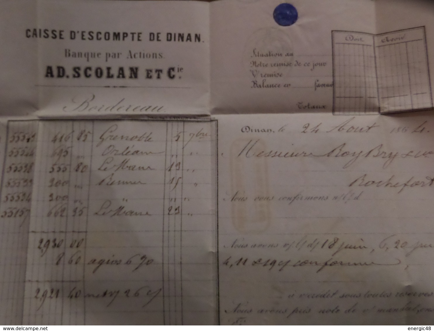 27.01.18-  Sur N°22 Pour Planchage , LAC De  Dinan - 1862 Napoléon III