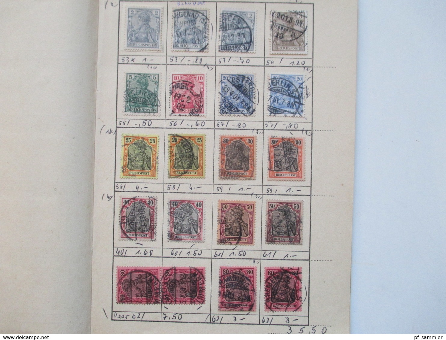 DR altes Auswahlheft ab Krone / Adler - 1915 gestempelt. Farben / saubere Stempel / senkr. Paare / 89 / 91 Iy usw...