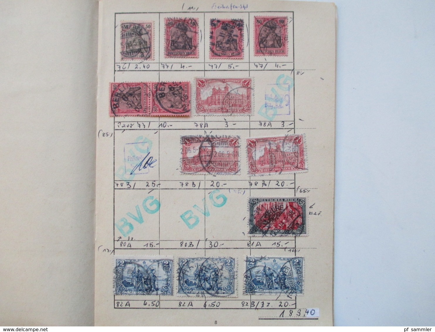 DR altes Auswahlheft ab Krone / Adler - 1915 gestempelt. Farben / saubere Stempel / senkr. Paare / 89 / 91 Iy usw...