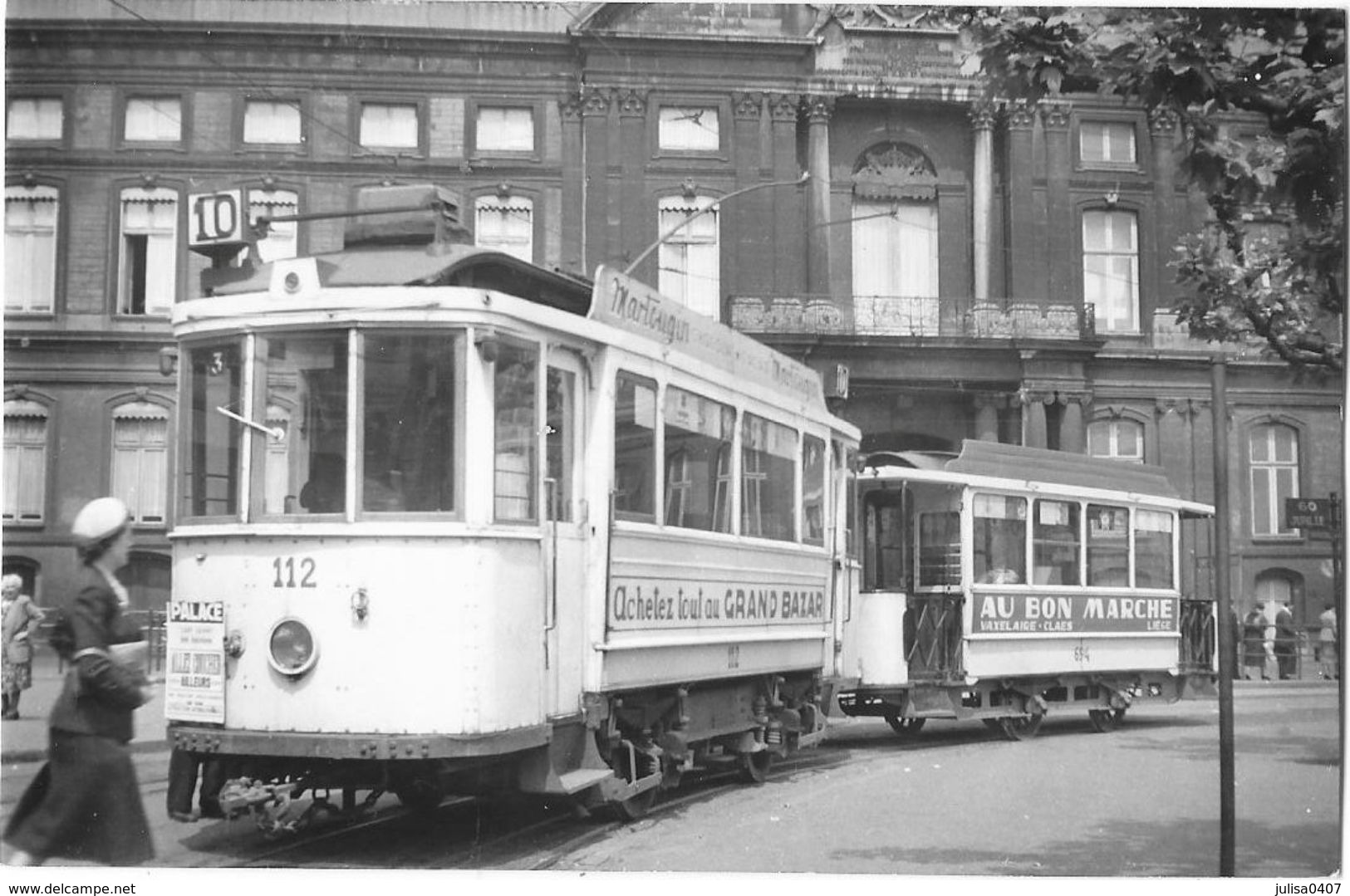 LIEGE (Belgique) Photographie Format Cpa Tramway électrique Place Saint Lambert 1952 Gros Plan - Lüttich