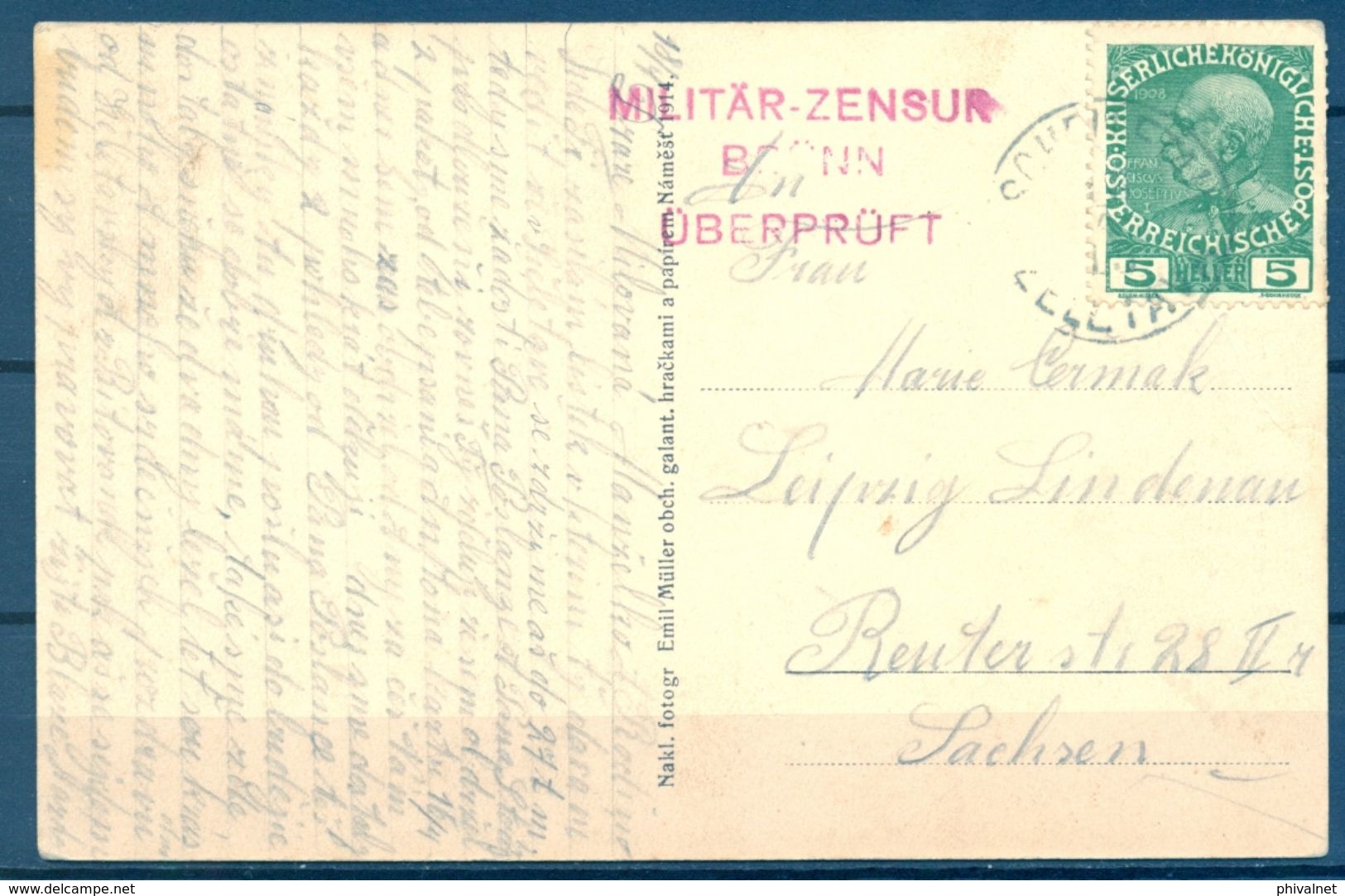 1916 , REP. CHECA , TARJETA POSTAL CIRCULADA , POZDRAV ZE ZELETAVY , CENSURA - República Checa