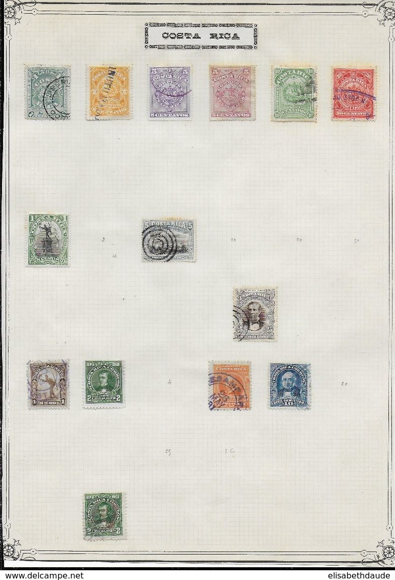 COSTA RICA - COLLECTION */OB - FEUILLES D'ALBUM ANCIEN - 3 SCANS - - Costa Rica