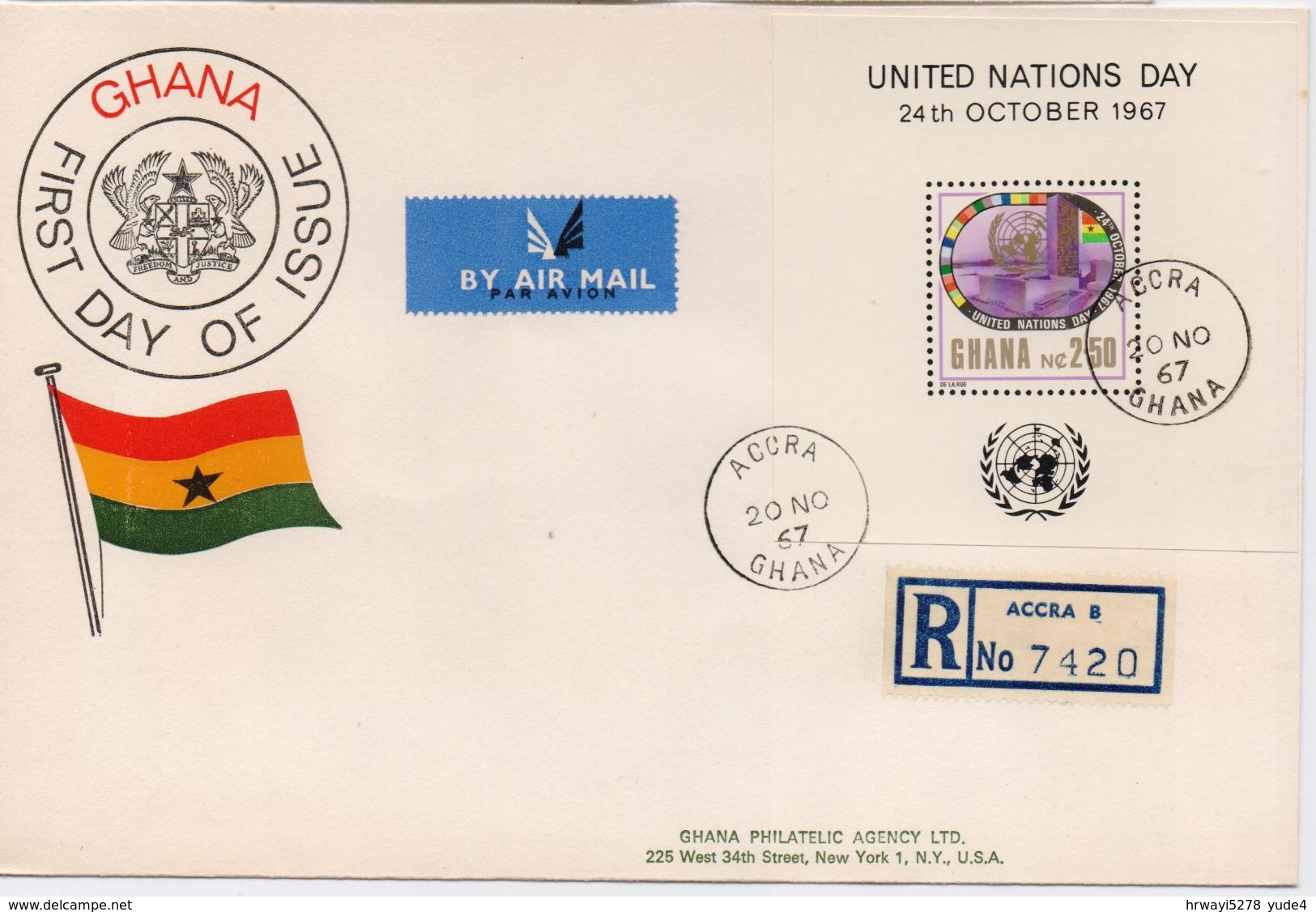 Ghana 1967, Registered FDC S/s UN. (Cv Sheet Only Is Already 15 Euro) - Ghana (1957-...)