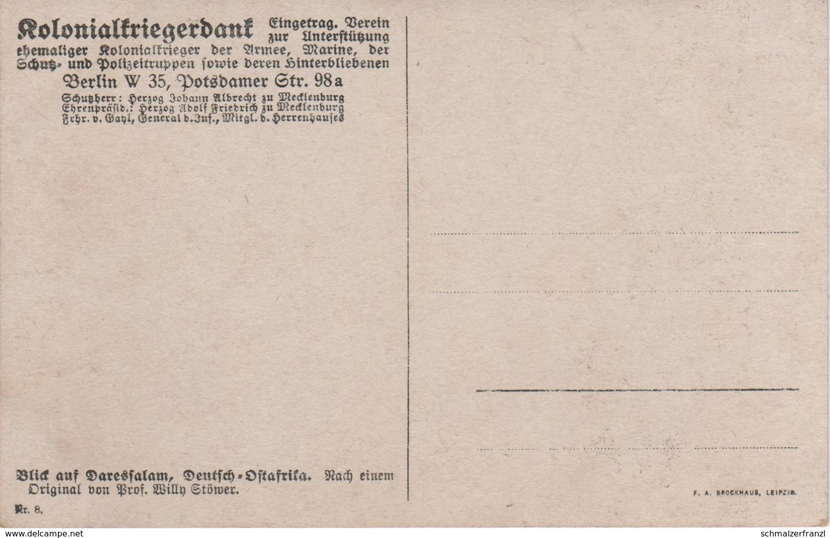 Litho AK Kolonialkriegerdank Daressalam دار السلام Ostafrika Deutsche Kolonie Schutzgebiet Deutsch DOA Tansania Tanzanie - Tanzania