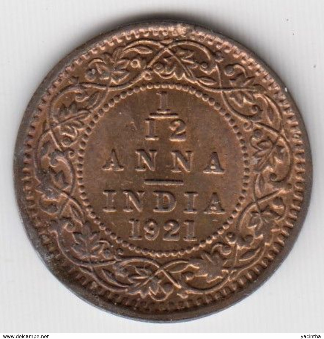 @Y@    Brits India   1/12 Anna   1921  Unc    (2055) - Indien