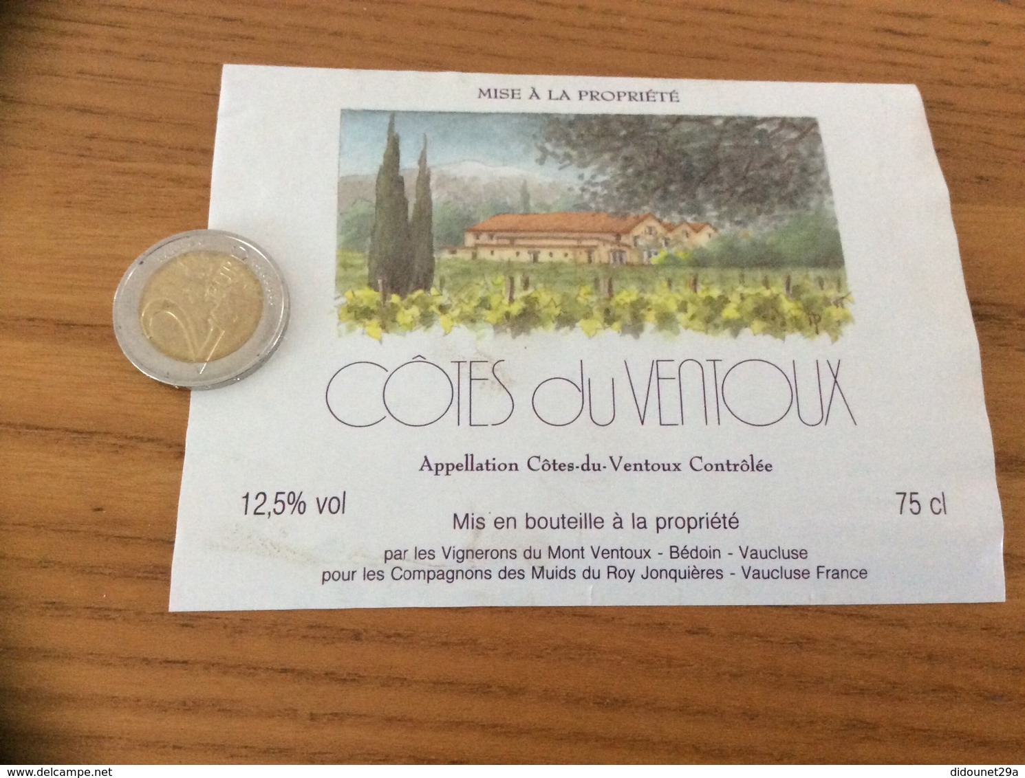 Etiquette De Vin * «Côtes Du Ventoux - Vignerons Du Mont Ventoux - Bédoin (84) » - Côtes Du Ventoux